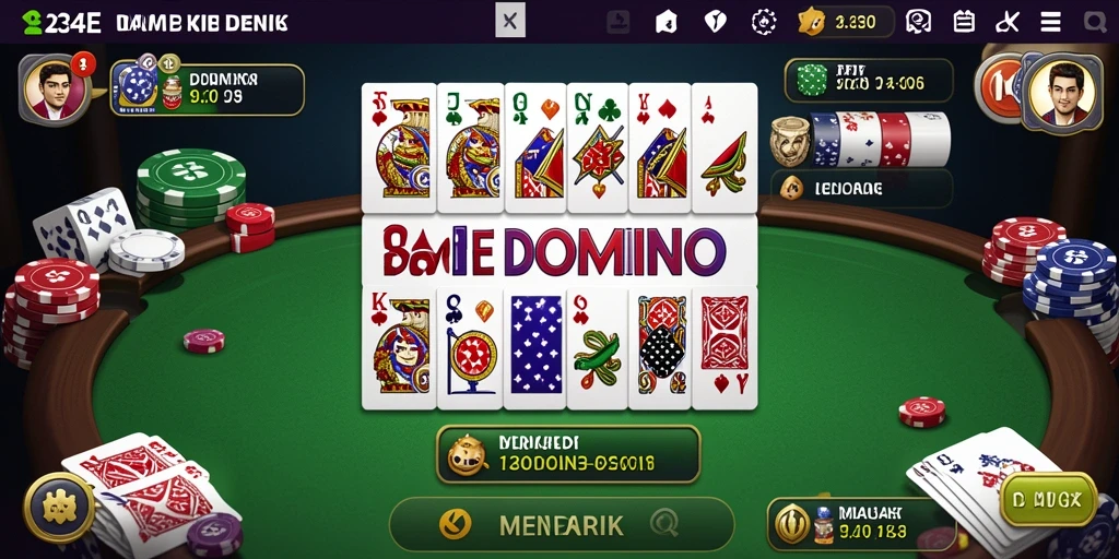 Screenshot utama 234E menampilkan momen seru dalam permainan Domino.