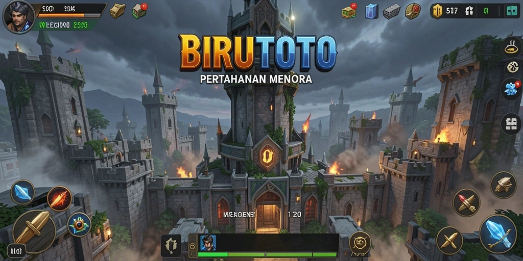 Gameplay mendebarkan dari BIRUTOTO Tower Defense.