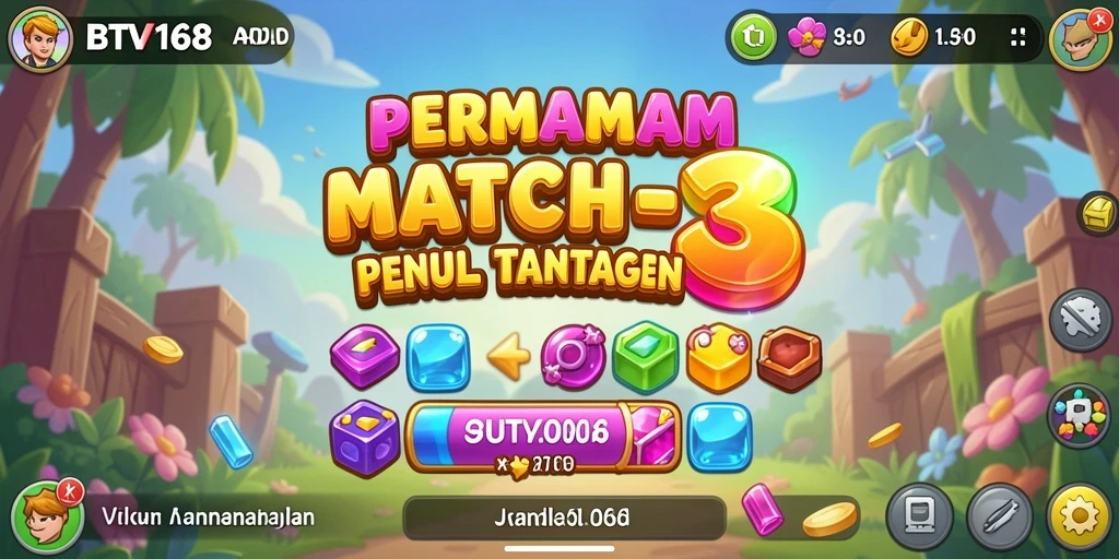 Tampilan gameplay BTV168 dengan kombinasi objek warna-warni yang menarik.