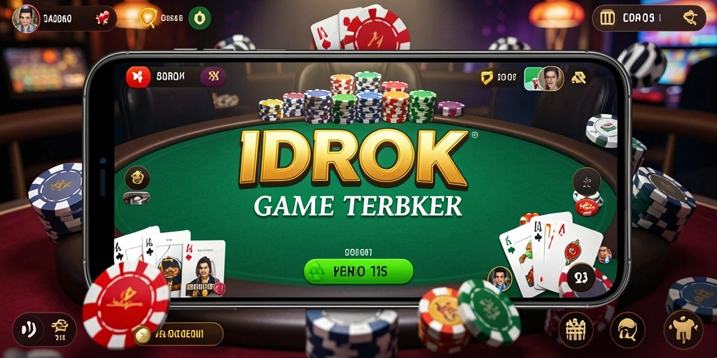 Tampilan gameplay IDROK dengan suasana poker yang seru.