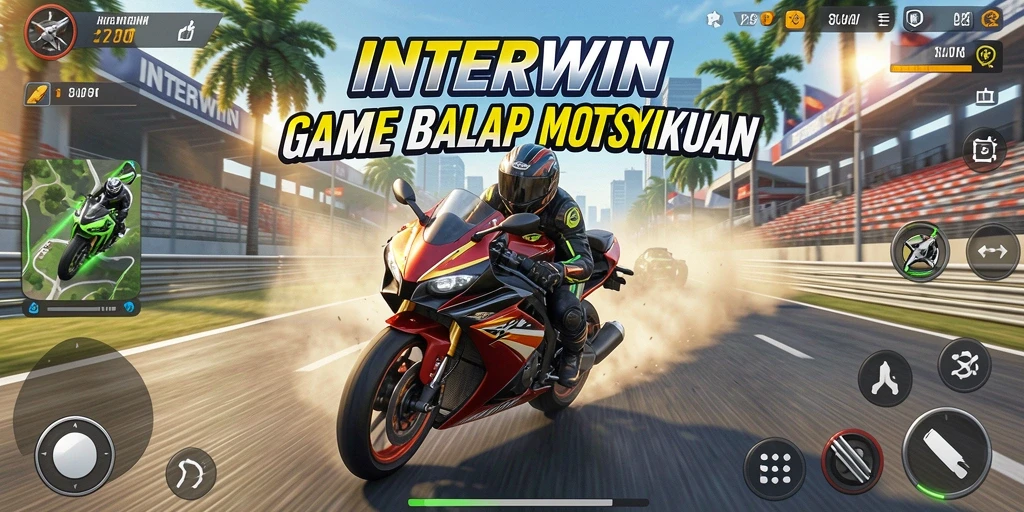 Tampilan gameplay INTERWIN yang seru dan penuh aksi balap motor.