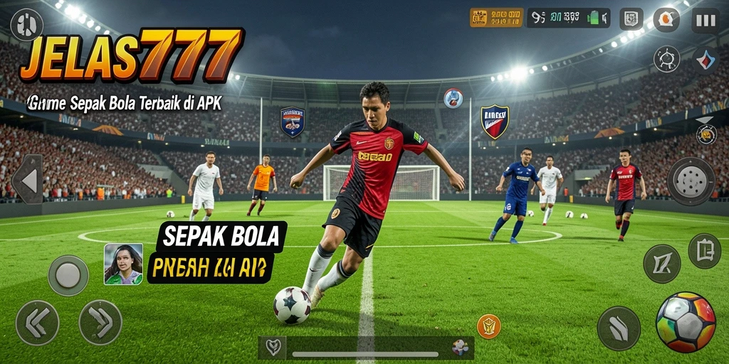 Gameplay seru JELAS777 dengan aksi pertandingan sepak bola yang mendebarkan.