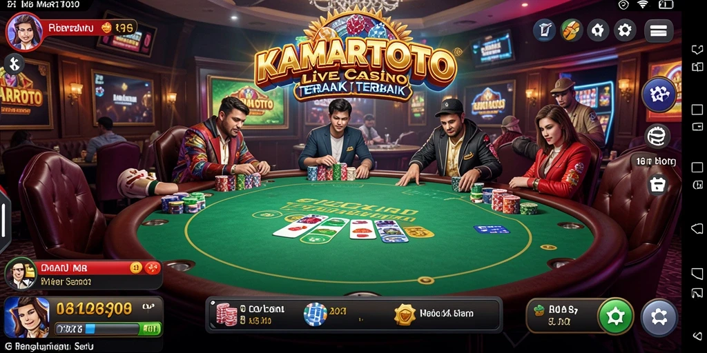 Gameplay seru KAMARTOTO dengan dealer langsung dalam suasana kasino.