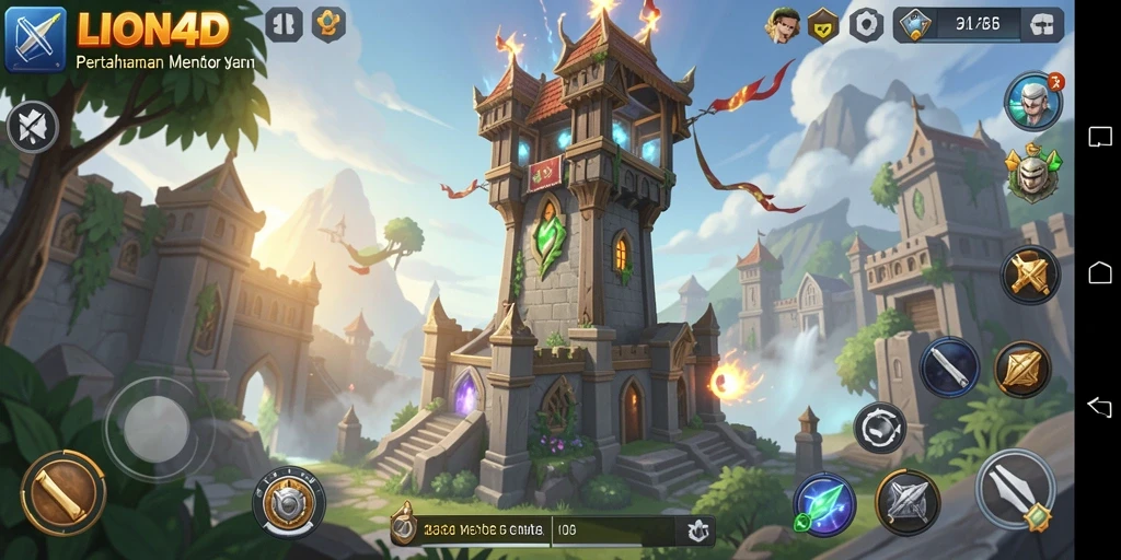 Tangkapan layar gameplay LION4D yang mendebarkan dalam pertahanan menara.