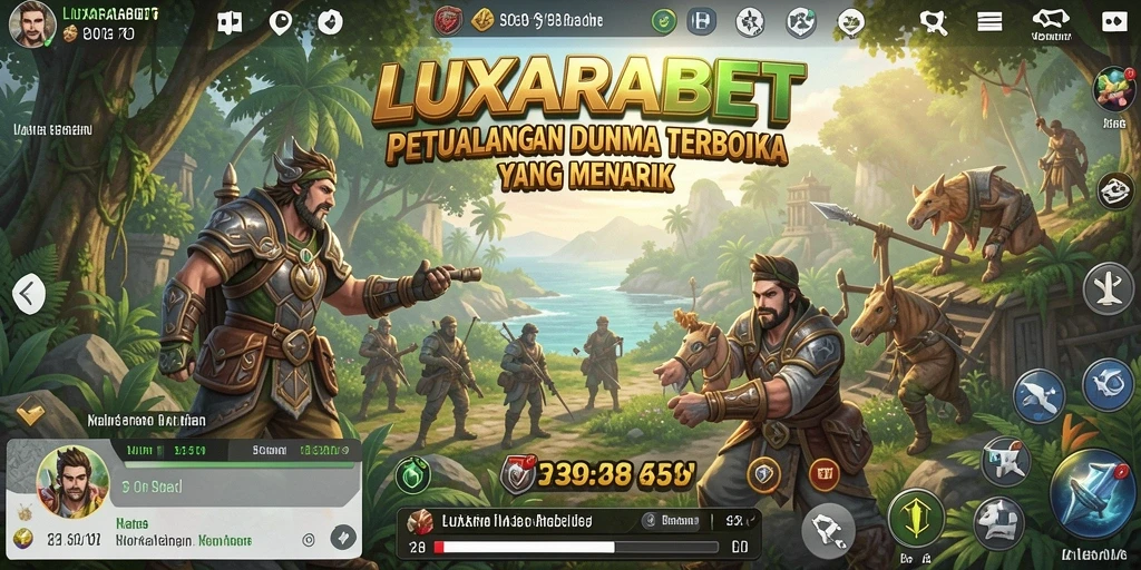 Tangkapan layar gameplay LUXARABET menampilkan eksplorasi dunia yang luas.