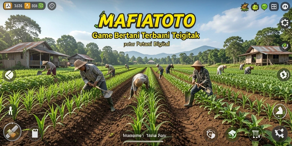 Screenshot gameplay MAFIATOTO menampilkan aktivitas bertani yang seru.