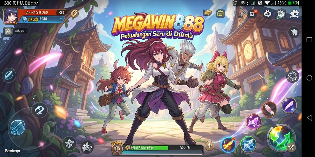 Tangkapan layar MEGAWIN888 menampilkan karakter anime dalam aksi pertarungan.