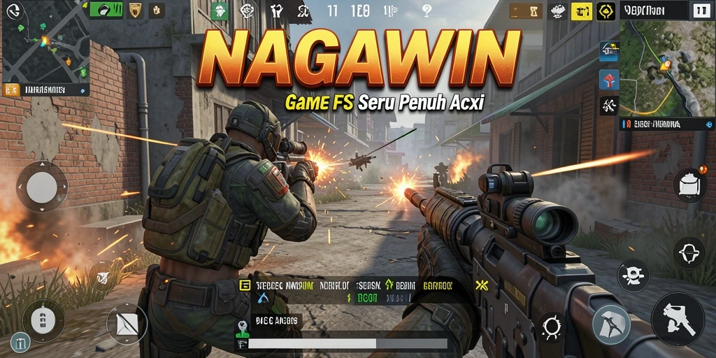 Screenshot gameplay NAGAWIN menampilkan aksi tembak-menembak yang seru.