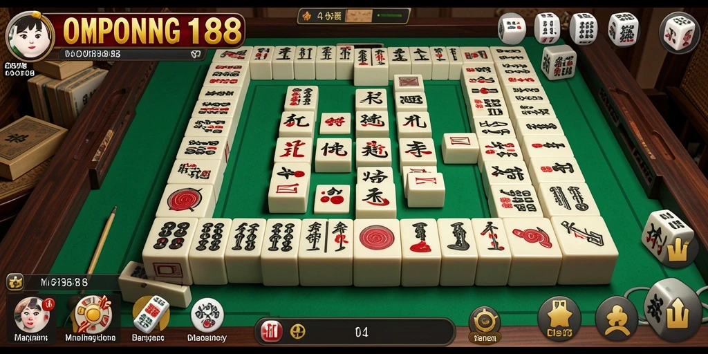 Tampilan gameplay OMPONG188 yang seru dan menantang dalam permainan Mahjong.