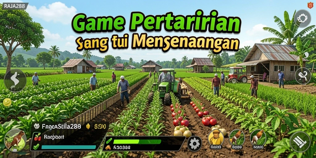 Tampilan gameplay RAJA288 yang menarik dengan aktivitas pertanian.