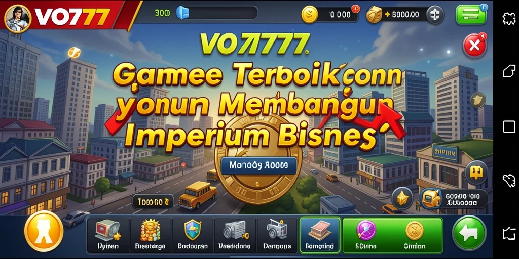 Screenshot VO777 menampilkan gameplay seru saat membangun bisnis.